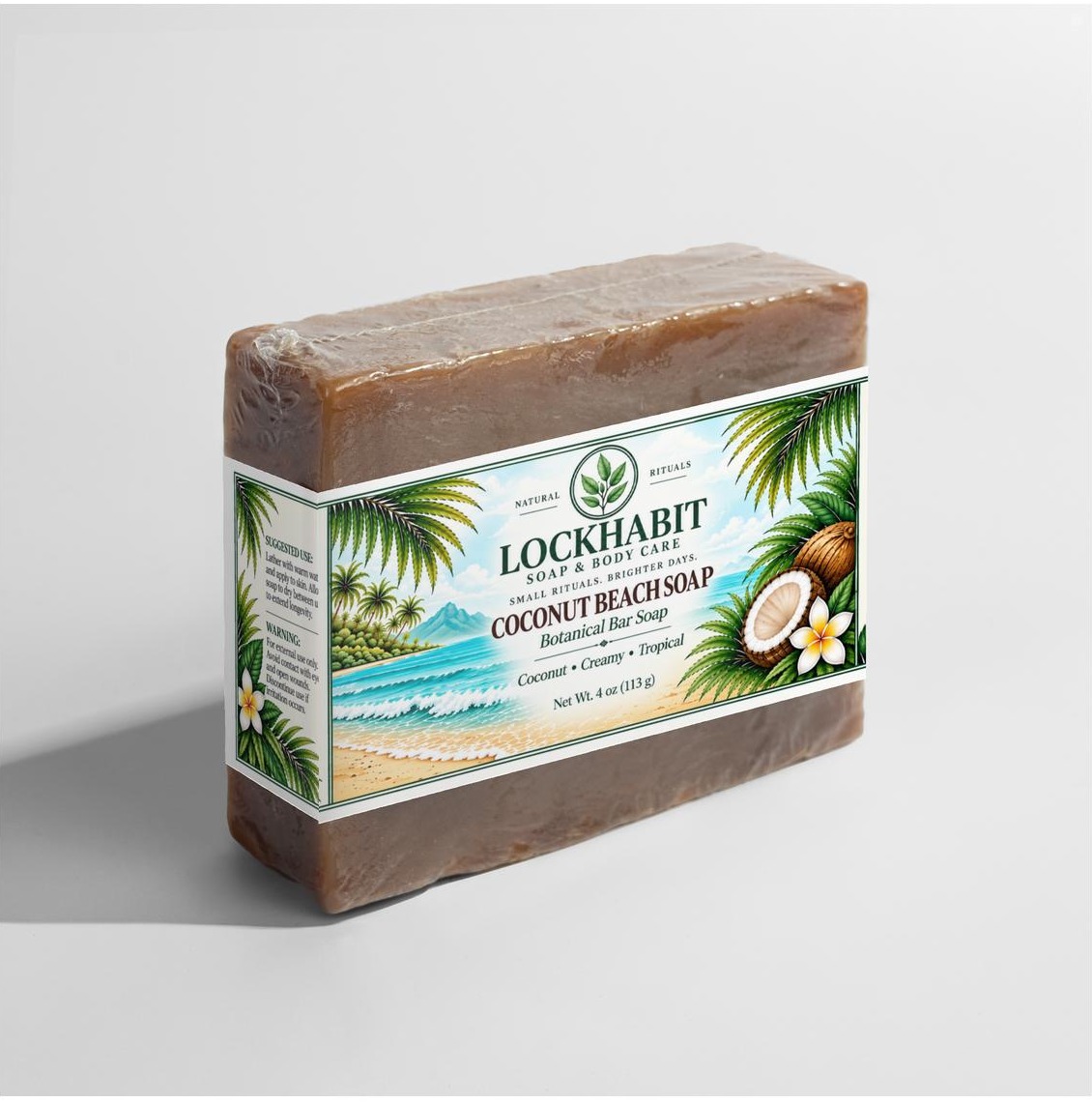 LOCKHABIT Coconut Beach Soap three-quarter view