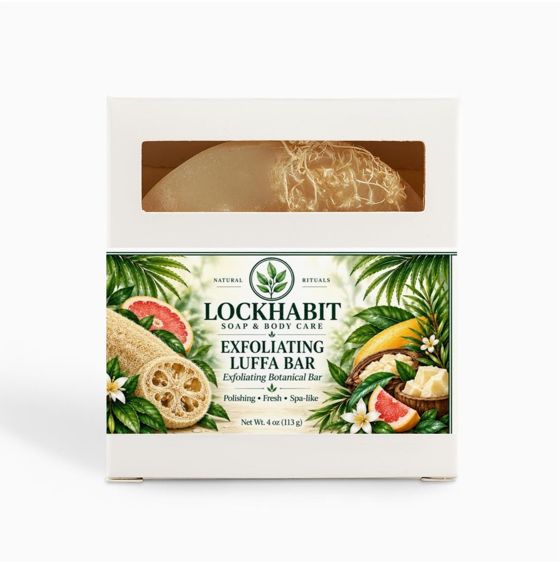 LOCKHABIT Exfoliating Luffa Bar boxed front view